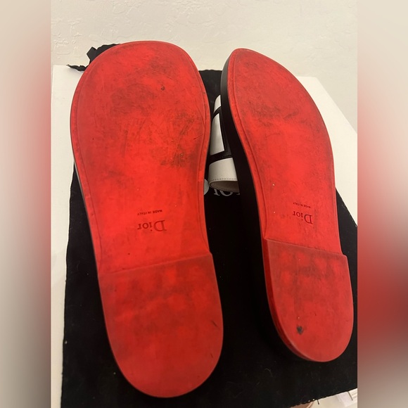 Christian Dior Red Black & White Leather Slides - Picture 4 of 8